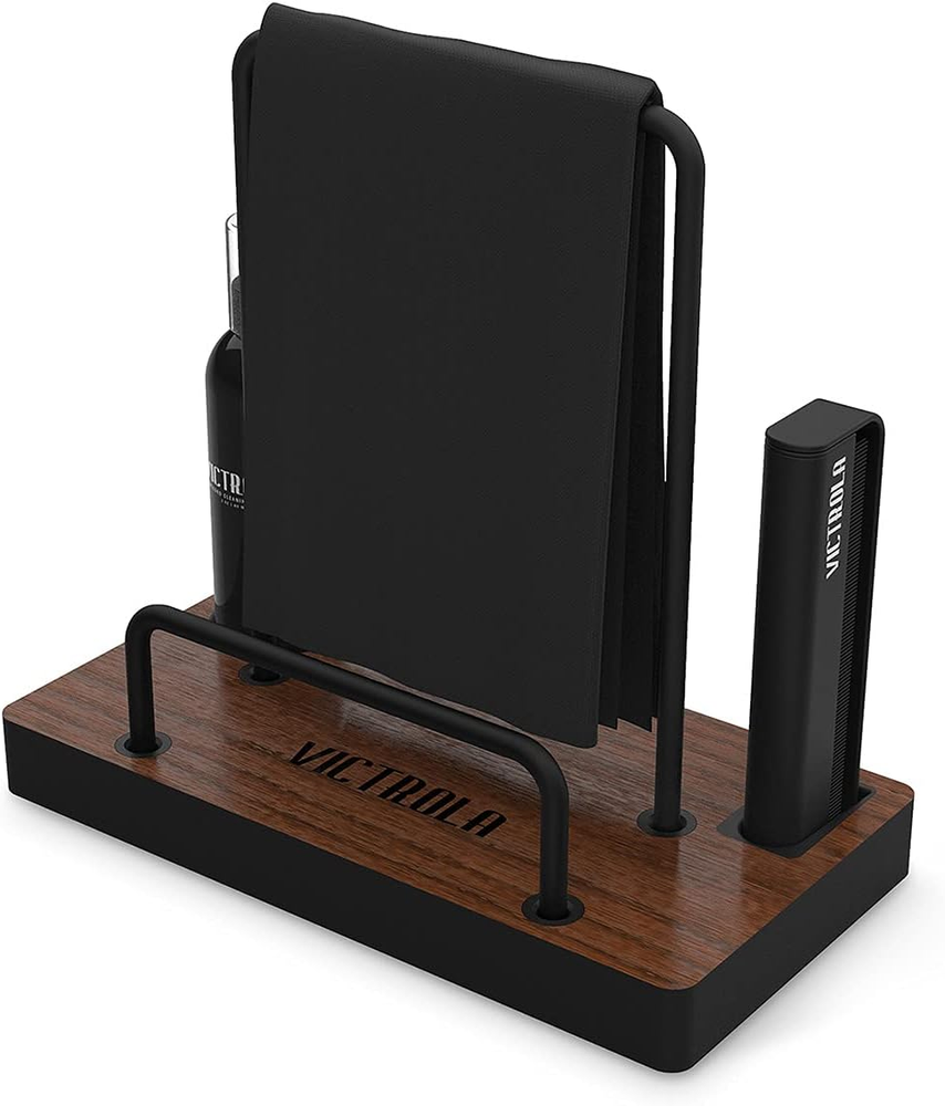 Vinyl Record Cleaning Kit with Antistatic Brush Doubles as Record Stand