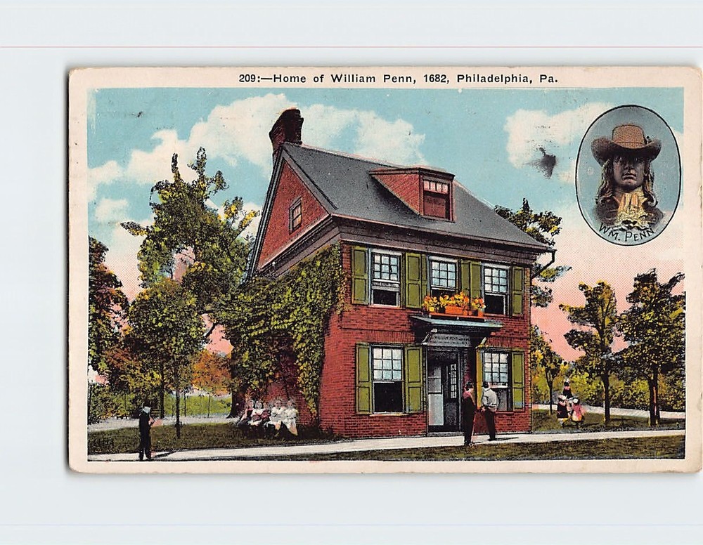 Postcard Home Of William Penn 1682 Philadelphia Pennsylvania