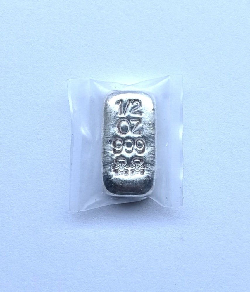 .999 Fine Silver 1/2 Oz. Atlantis Mint Hand Poured Ingot Bar