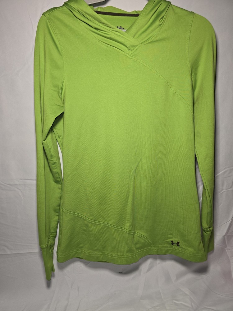Under Armour Green Women's Medium Med M Pullover Coldgear Long Sleeve Hoodie B2