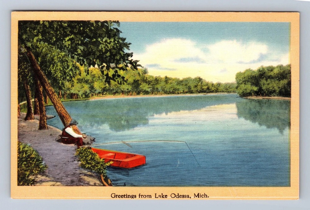 Lake Odessa MI-Michigan Lake Greetings Vintage Postcard