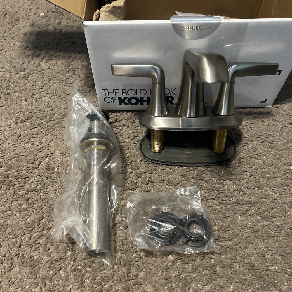 Kohler Tempered 1.2 GPM Centerset Bathroom Faucet W/Pop-Up Drain Nickel!