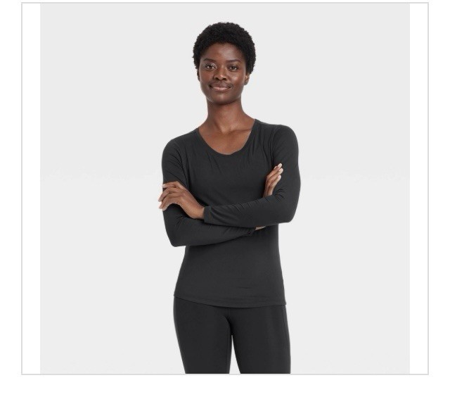 XS - Womens Essential Crewneck Long Sleeve T-Shirt - All In Motion - Black