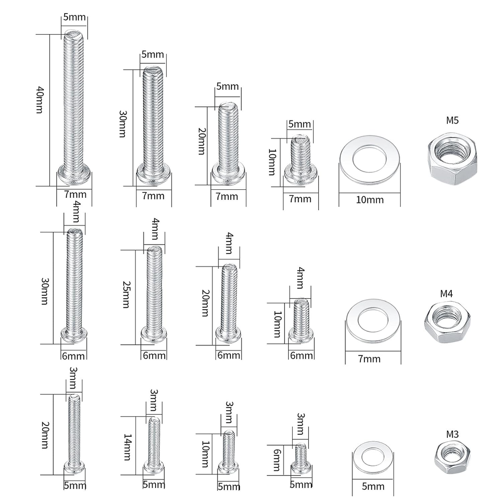 720 Pcs Nuts and Bolts Assortment Kit M3 M4 M5 Carbon Steel Screws with Case