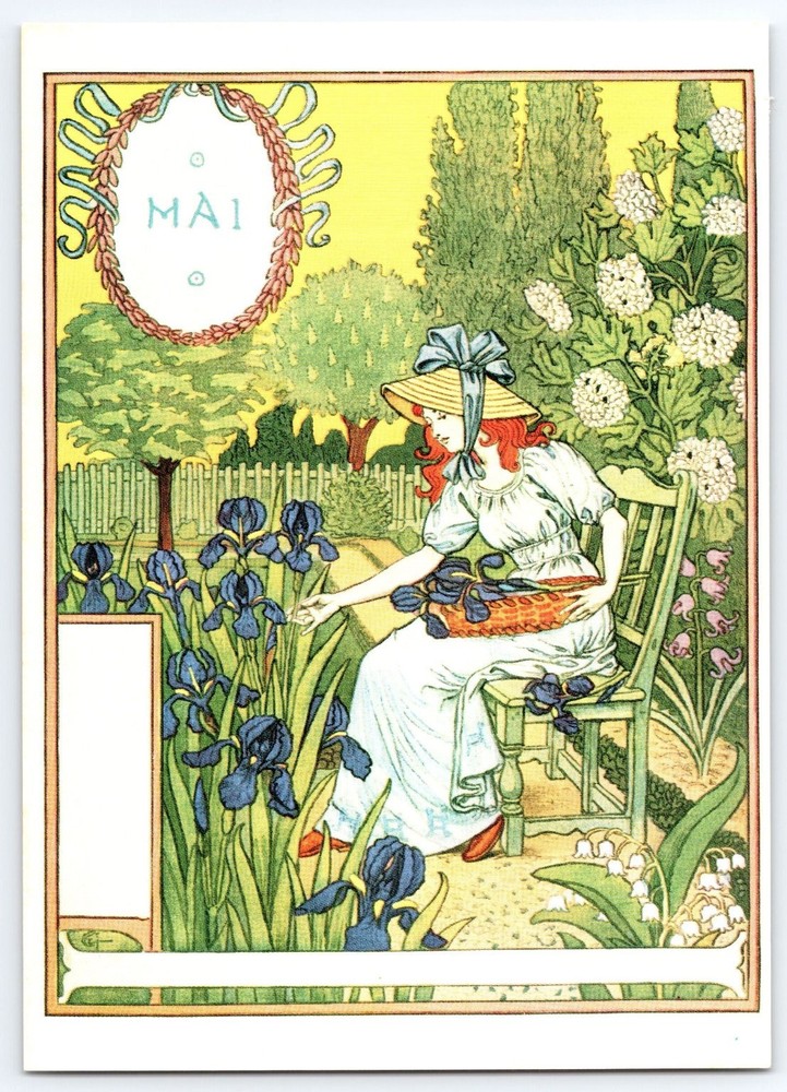 Vintage Eugène Grasset 'La Belle Jardinière' 1896 Art Postcard
