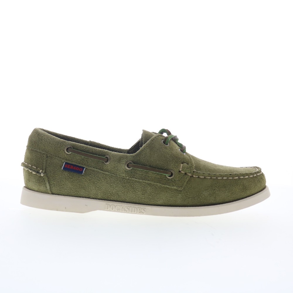 Sebago Portland Roughout Womens Green Suede Loafers & Slip Ons Boat Shoes