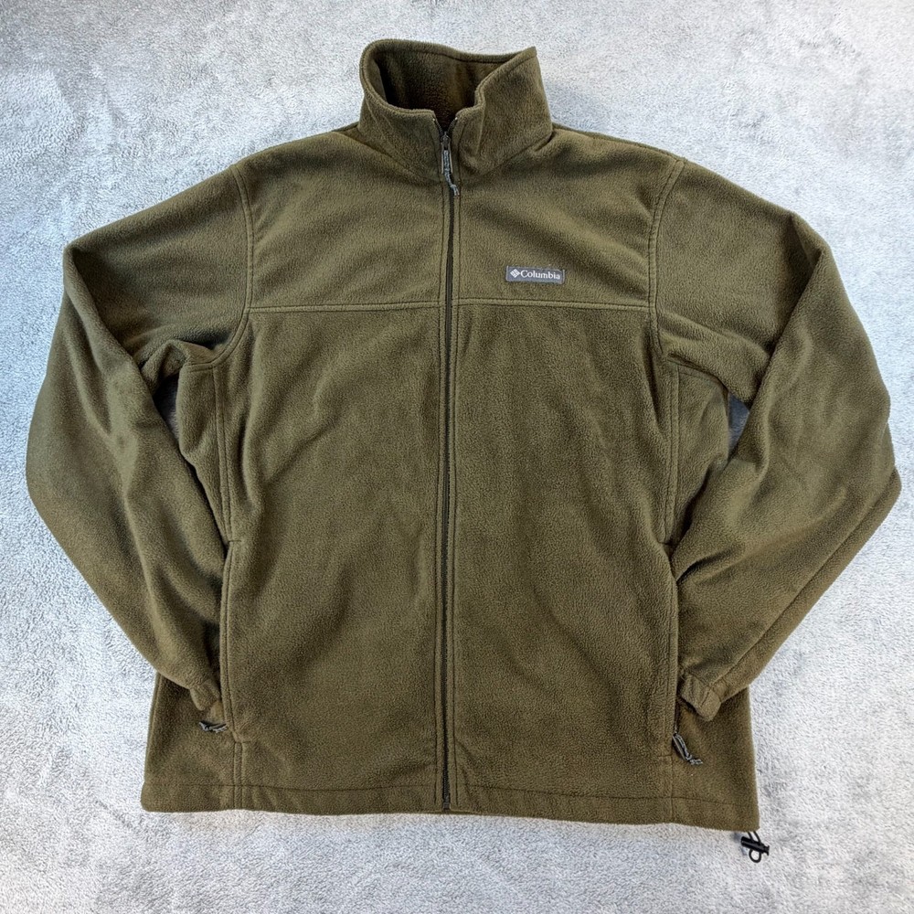 Columbia Fleece Jacket Men’s Full Zip Olive Green Outdoor Large