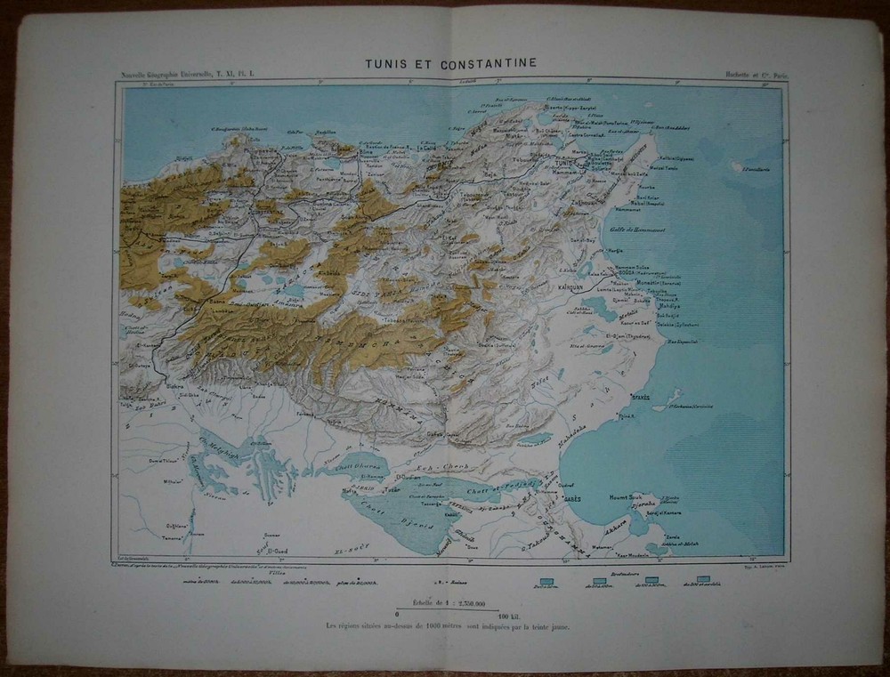 1886年 Reclus map Tunisia and Constantine (アルジェリア) (#1)