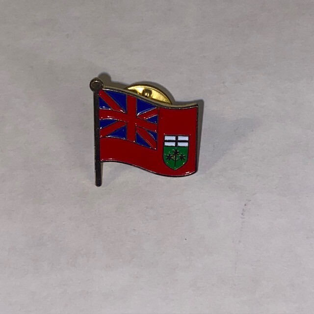 Ontario Flag Lapel Pin Tie Tack with Crest Emblem