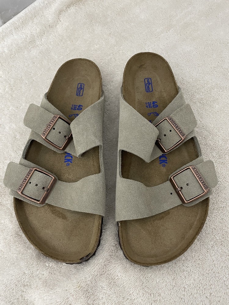 Birkenstock Arizona Taupe Suede Soft Footbed Sandals for Women