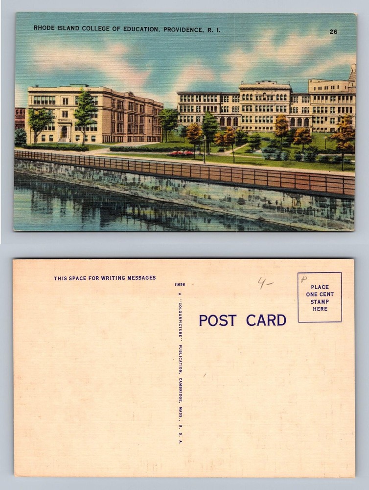 Providence, RI-Rhode Island, Education College River View Vintage Postcard
