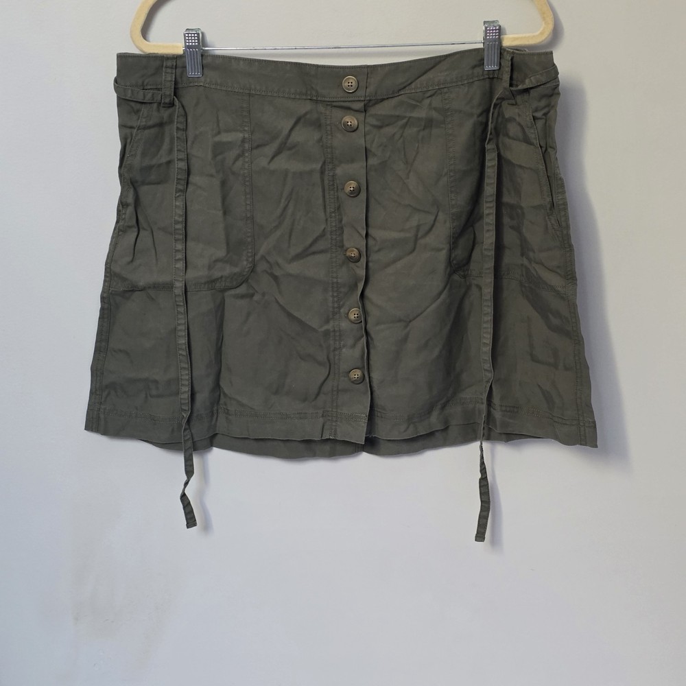 GAP Women's Olive Cargo Mini Skirt XL NWT Lyocell Button Front Drawstring