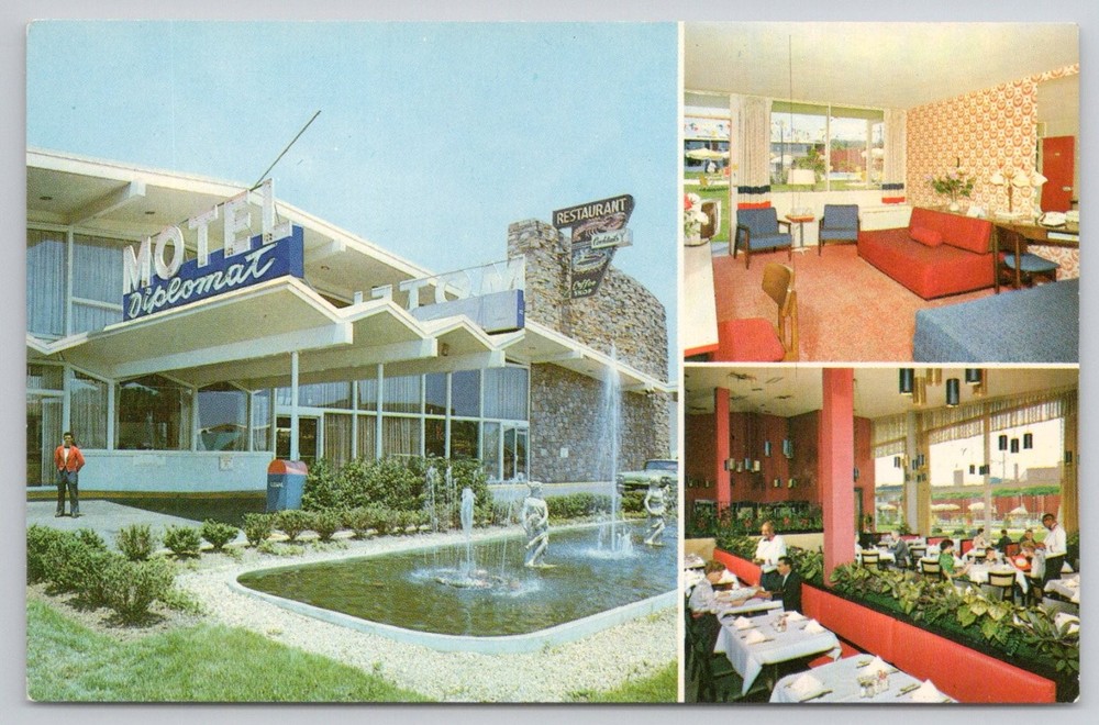 Diplomat Motor Hotel Washington DC Postcard 1950s Vintage Hannau Color
