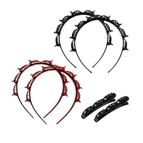 SHUNMEIL 6PCS Double Bangs Hairstyle Hairpin with 8 clips Woven Large Real