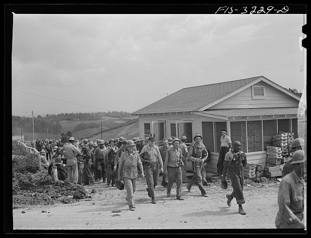 Photo:Douglas Dam Tennessee TVA Workers Change of Shift 1942