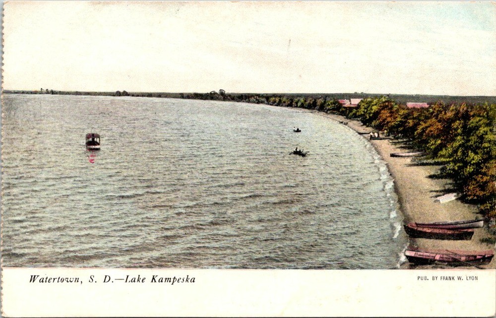 c1915 View of Lake Kampeska Watertown South Dakota Vintage Postcard