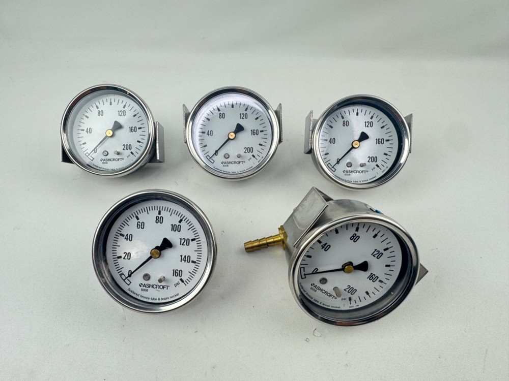 Ashcroft Pressure Gauge x(4) 9001-006 0-200psi & x(1) 0-160psi
