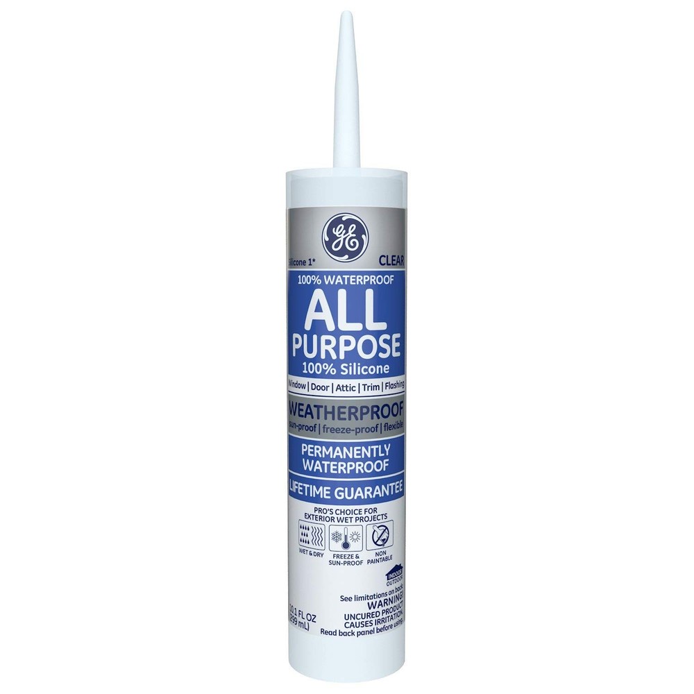 GE GE012A Clear Silicone All-Purpose Sealant Caulk 10.1oz - 12 Pack