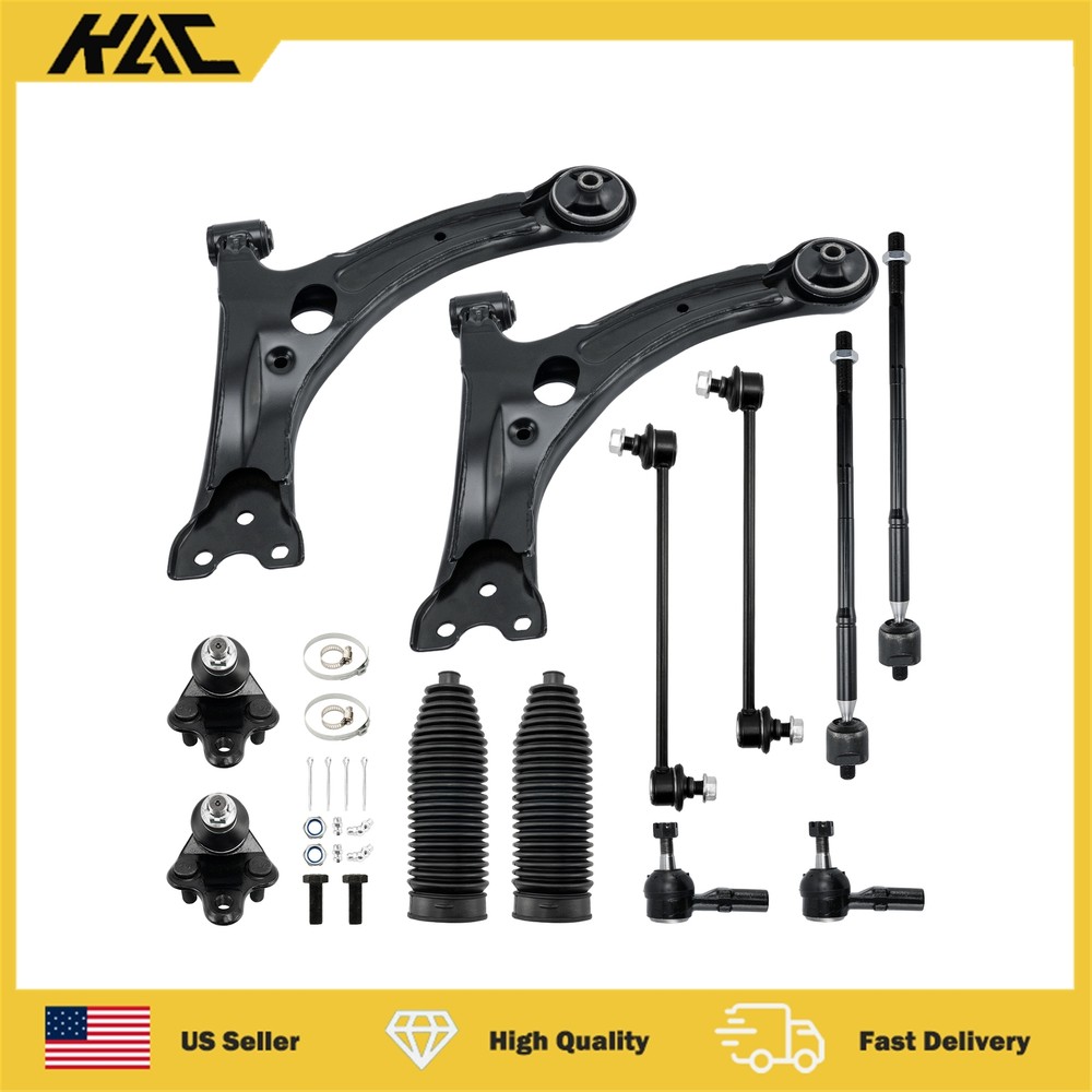 12pcs Front Lower Control Arm Tie Rod End For 03-2008 Toyota Matrix Pontiac Vibe