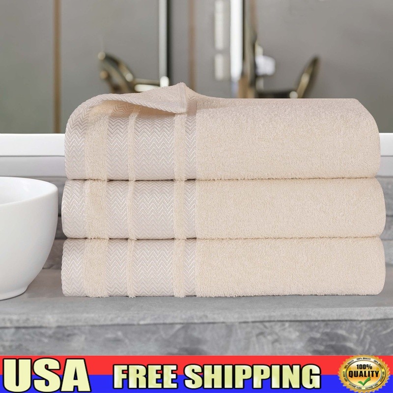 Hays 100 Cotton Plush Bath Towel Set Quick Dry Soft Absorbent 3 Piece Ivory New