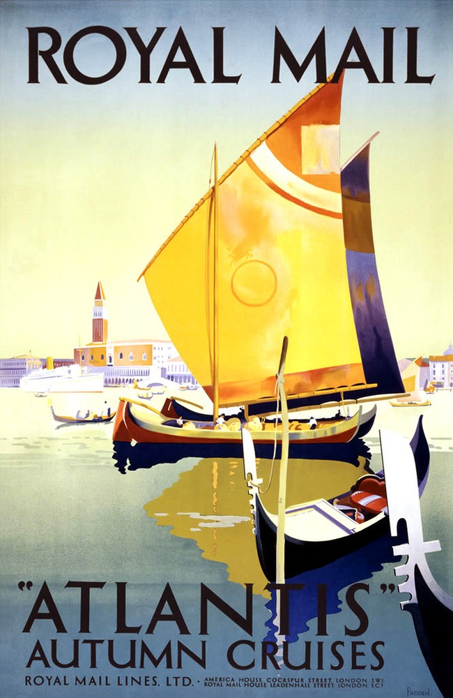Cool Retro Travel Poster *FRAMED* CANVAS ART Royal Mail Cruise ship 16