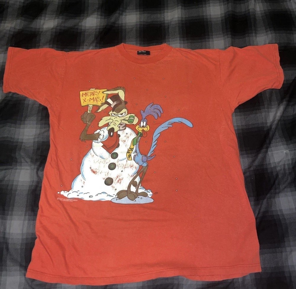 Looney Tunes Warner Bros Men's Vintage 1994 Graphic  Christmas Shirt Size XL