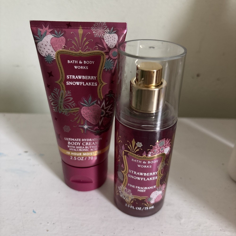 Bath And Body Works Strawberry Snowflakes Body Cream And 75 ml Perfume ￼