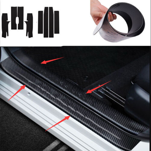 For Toyota Highlander 2022 Carbon Fiber Leather Door Sill Protector Scuff Trim