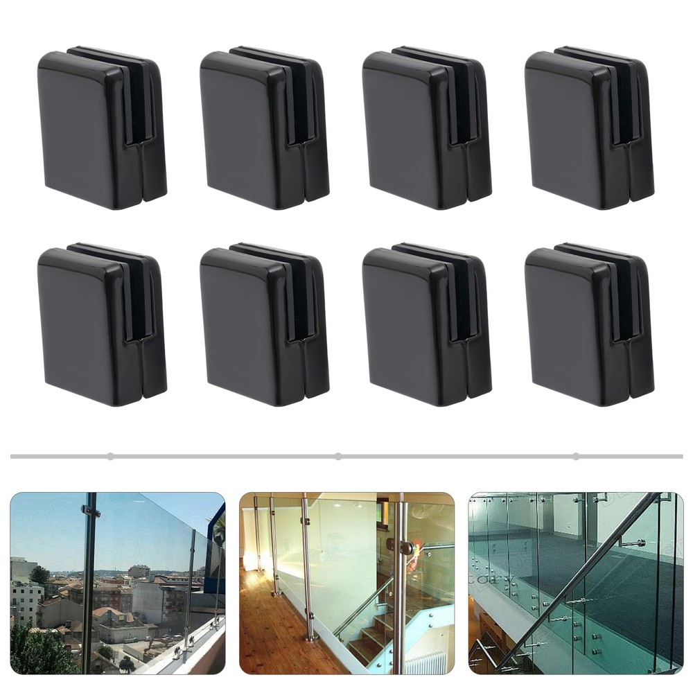 8Pcs Black Glass Shelf Clamp Glass Clip Holder Support for 8-10 mm Thick