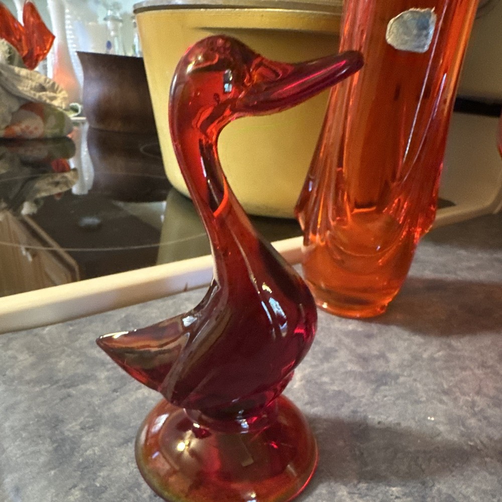 Viking glass  Duck Bird Figurine Decorative Unmarked