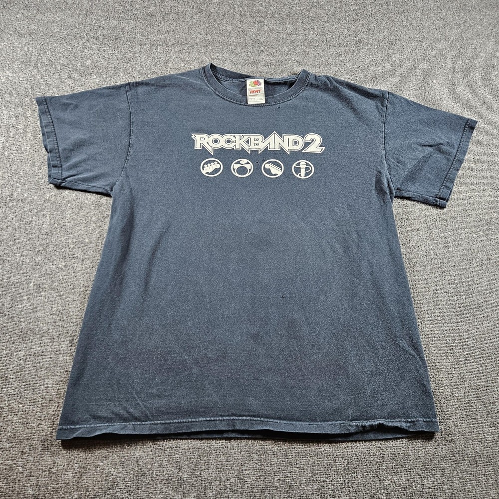 Rock Band 2 Shirt Mens Large Black Video Game Graphic Tee 2008 Music Promo