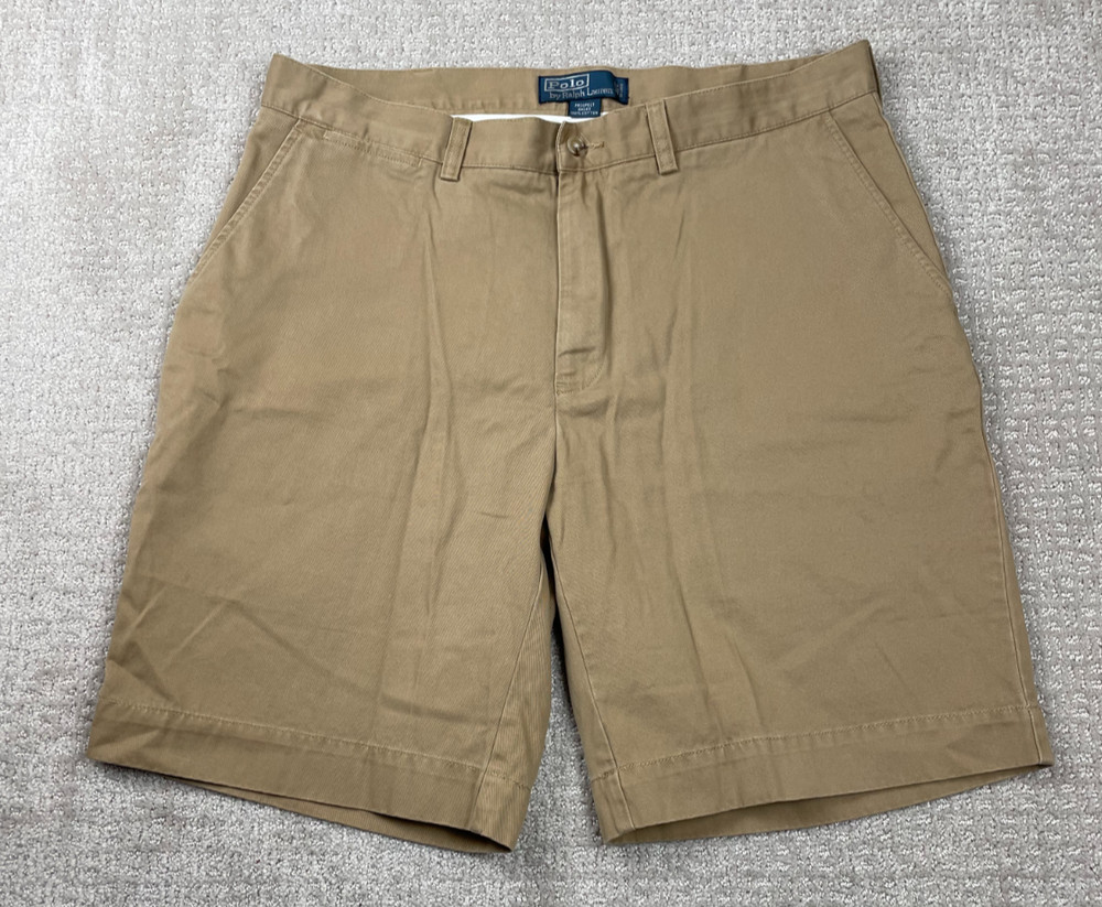 Vintage Polo Ralph Lauren Prospect Shorts Mens 34 Brown Chino Flat Front Baggy