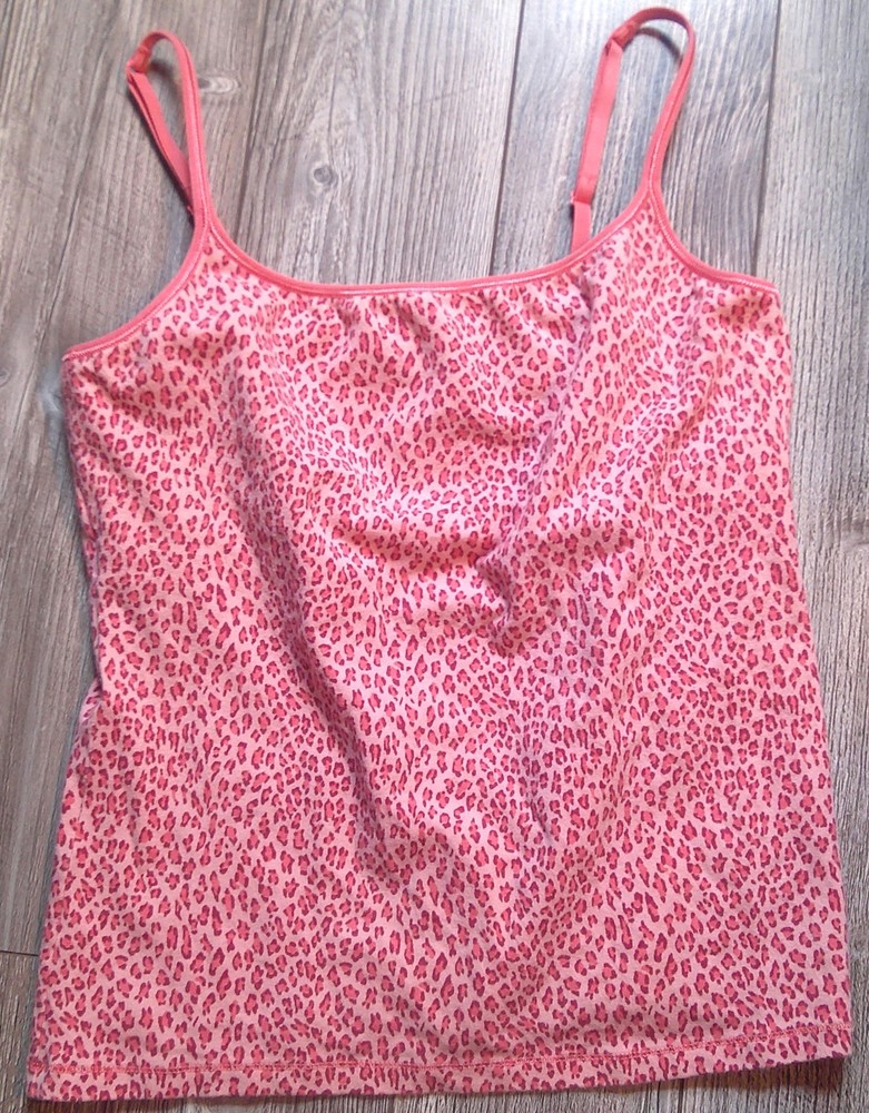 VICTORIA'S SECRET Shelf Bra Top Cami Adjustable Straps Pink Leopard Woman Sz M