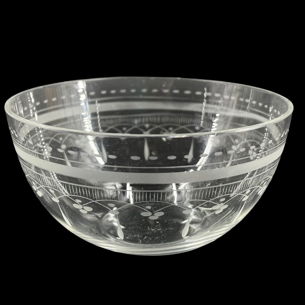 Vintage EAPG Berry Candy Nut Bowl with Etched Dangle Band 4.75 Inch  