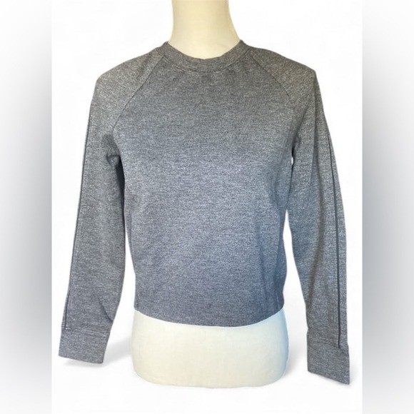 Lululemon Grey Heathered Cropped Crew Neck Sweatshirt Size 2