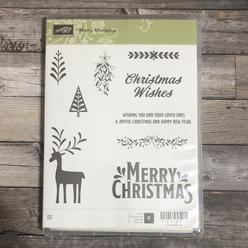 Stampin Up MERRY MISTLETOE Stamp Set Christmas Wishes Deer Tree - Excellent Cond