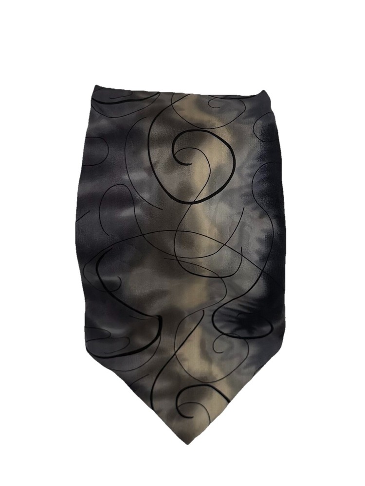 J. Garcia Men’s Tie Necktie 100% Silk Silver Grey Gold Black 4”x57” T367