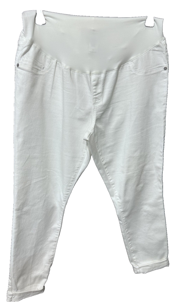 Liz Lange Maternity Crisp White Ankle Stretch Panel Jeans - Size Large