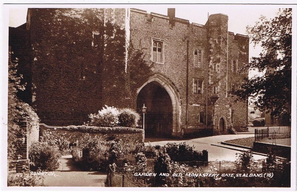 Postcard RPPC St Albans Abbey Garden & Old Monastery Gate England UK