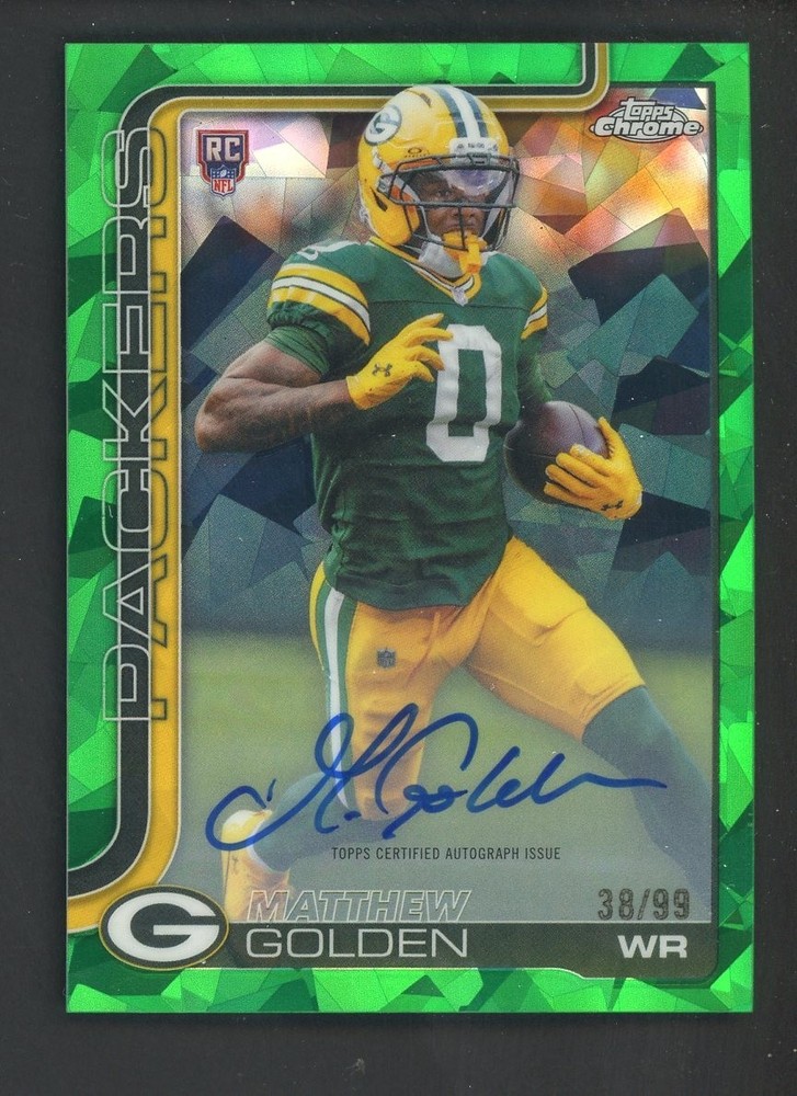 2025 Topps Chrome Sapphire Green Matthew Golden RC Rookie AUTO 38/99PROBSTEIN is actively accepting consignments !!