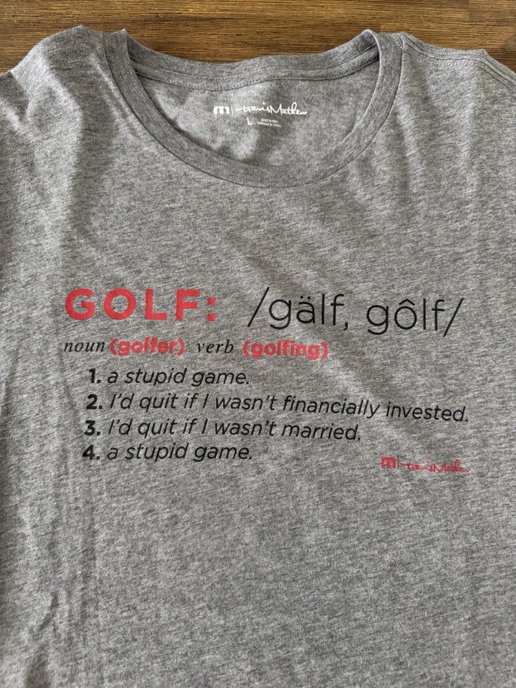 Travis Mathew Gray Golf Cart T-Shirt Size L 100% Pima Cotton
