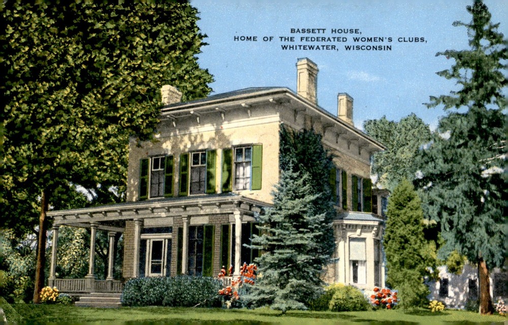 Bassett House, Whitewater, Wisconsin, 1921 Postcard