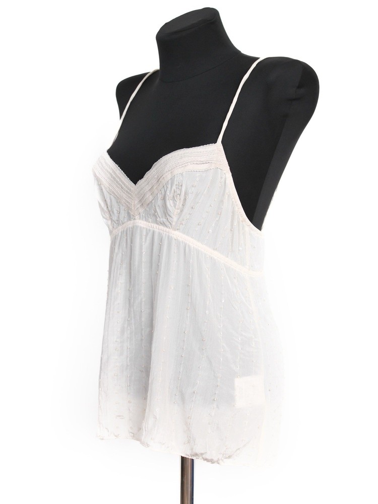 Christian Dior by John Galliano Era Silk Sheer With Pearl Beading Top, Size 42
