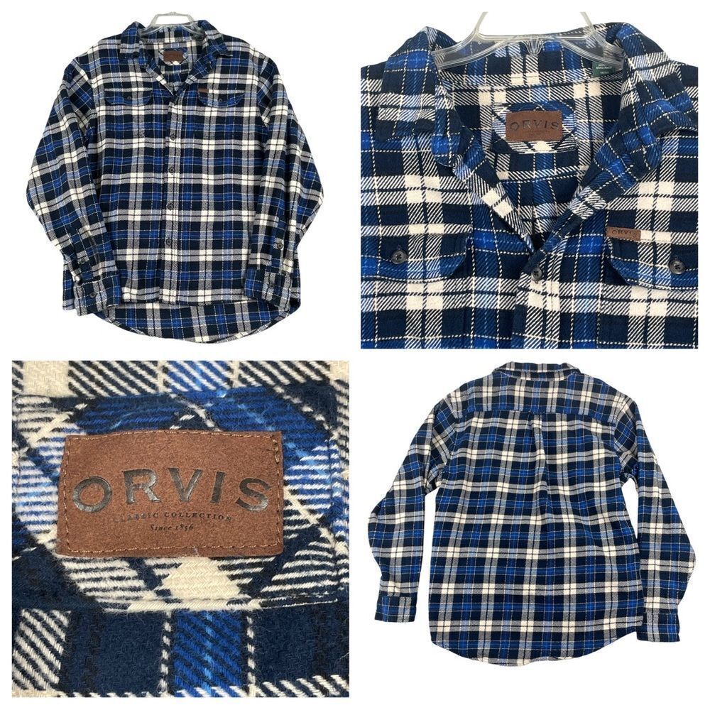 Men's Orvis Cotton Flannel Plaid Shirt Jacket - Size Large