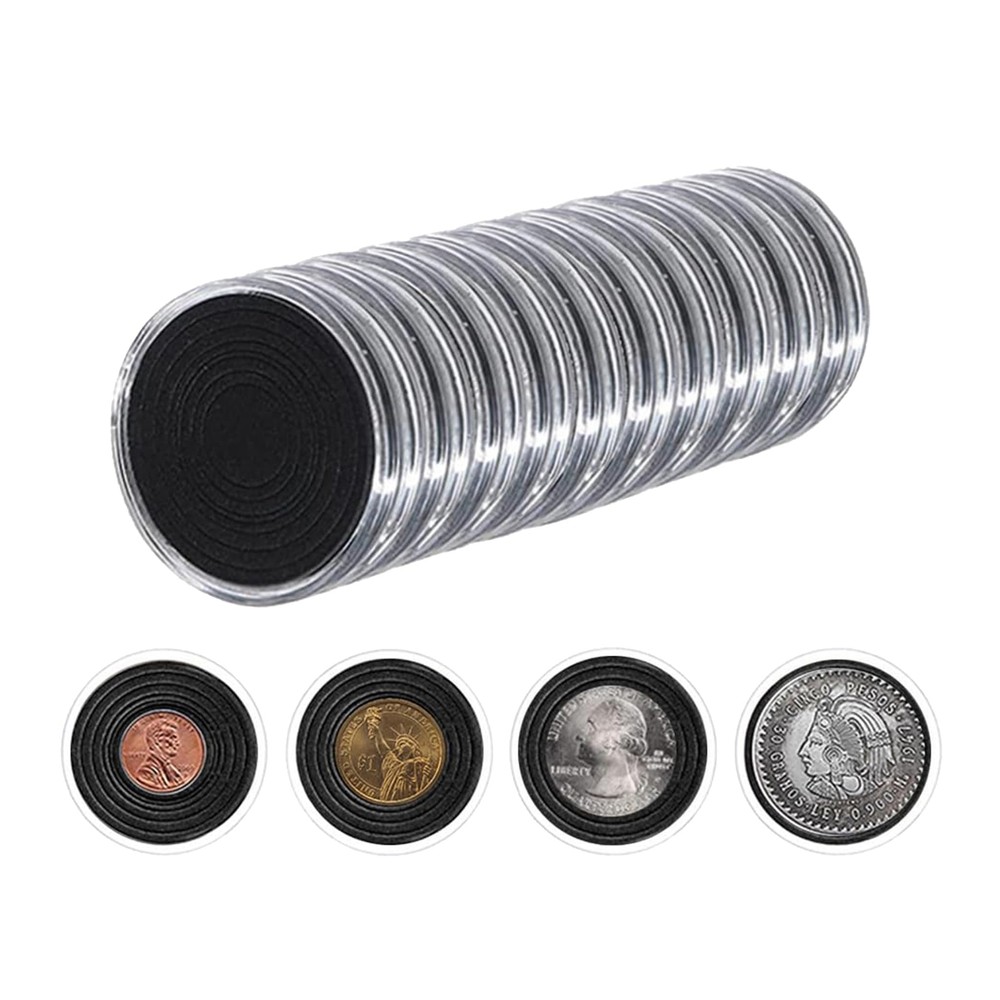 46mm Coin Capsules Cases with 7-Size (16/20/25/27/30/35/40mm) Black Foam Gask...