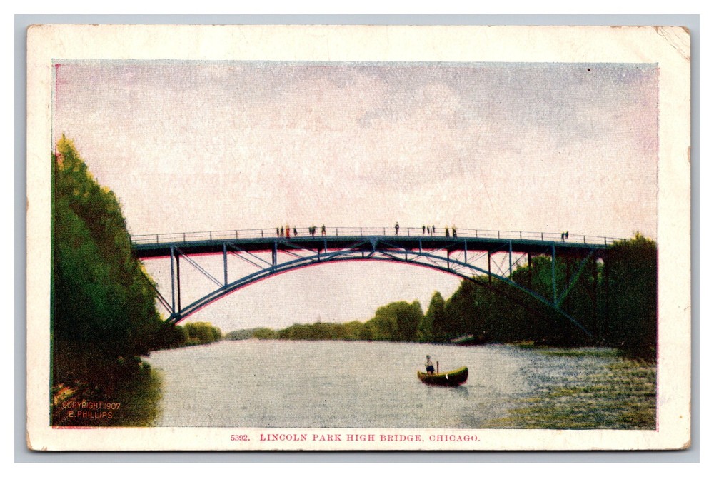 Chicago Illinois IL Lincoln Park High Bridge Posted 1908 Divided Back Postcard