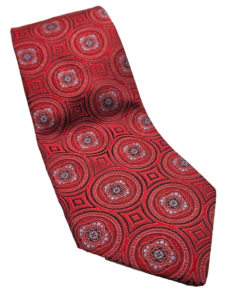 DANIEL CREMIEUX Necktie 100% Silk Red Navy Mens Tie Made in the USA