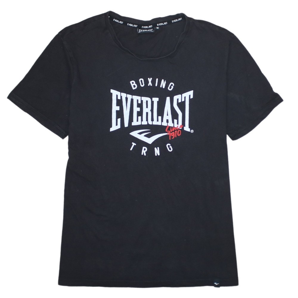 Everlast Mens T Shirt Black Cotton Boxing Logo Print Lightweight Crew Neck M