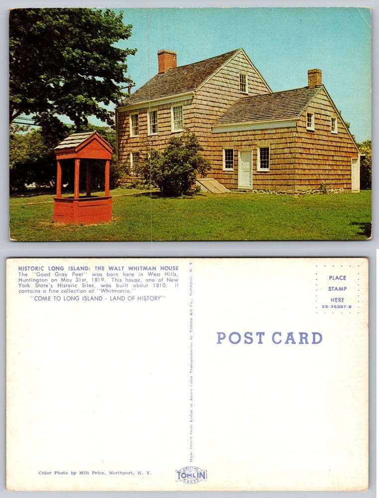 Walt Whitman House Long Island NY Postcard Historic Home Tomlin Art SD-36287-B