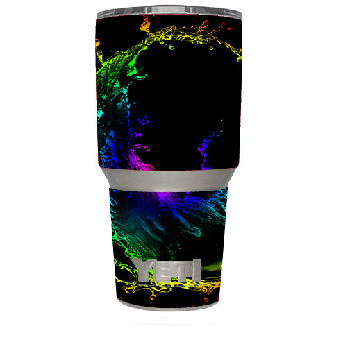 Skin Decal for Yeti 30 oz Tumbler Cup (6-piece kit) / Rainbow Water Splash